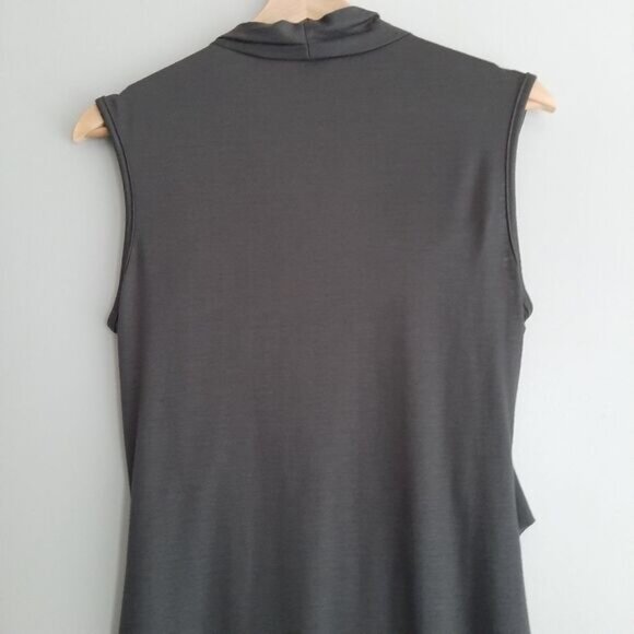 MOSS JANG / Soft Draped Gathered Sleeveless Comfy Stretch Mini Dress Gray Sz S - Picture 10 of 14